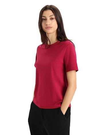 Cherry Women's Icebreaker MerinoFine™ Short Sleeve T Shirts | USA 1612HAPK